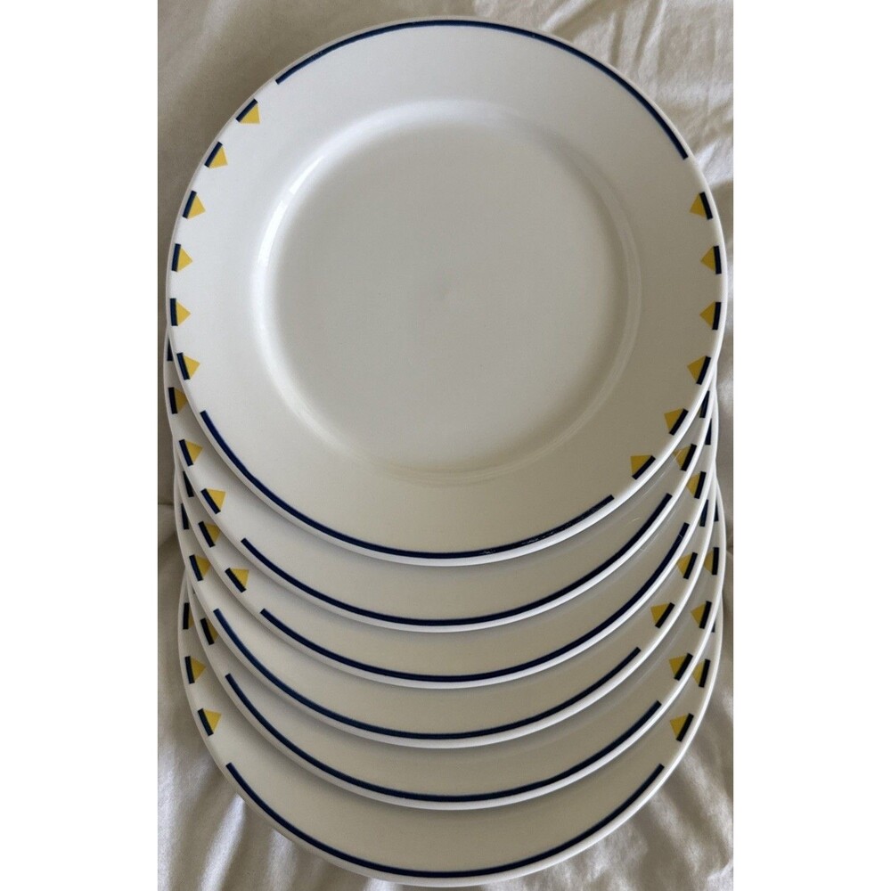 Dud16 Dudson (6) Stoke-on-Trent Salad Plates England 8” Rare #4034 Blue Yellow
